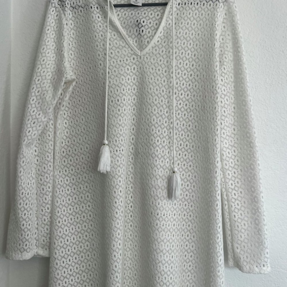 White swimsuit coverup